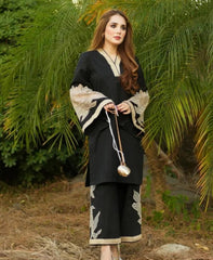 ,Almond plazzo black 2pc