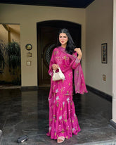 Pink Embroidered 2pcs sharara