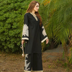 ,Almond plazzo black 2pc