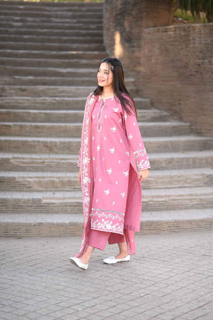 Blush 3pc embroidered