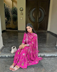 Pink Embroidered 2pcs sharara
